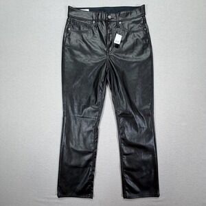 Gap Faux Leather Pants Womens 6P NWT Black Vintage Slim High Rise Petite Vegan